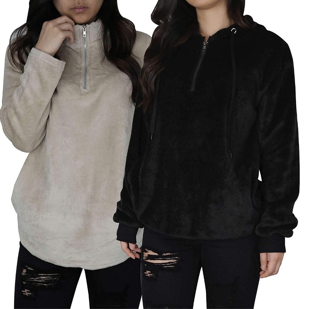 Fuzzy Black Quarter Zip